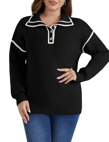 Produktbild: Hanna Nikole Womens Oversized Sweatshirts Plus Size Hoodies Half Zip Pullover Herbst Mode Outfits 2024 Kleidung