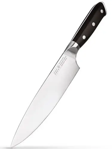 Produktbild: Hannah's Homebrand® Ebenholz Kochmesser Profi Messer - Fleischmesser extrem scharf - Küchenmesser scharf mit Holzgriff - Chefmesser für Fleisch - 21 cm Klinge