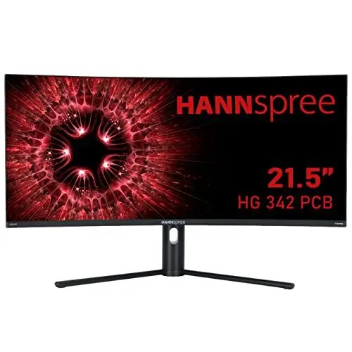 Produktbild: HANNspree HG342PCB 86,4cm (34) 21:9 Curved 1500R, 144Hz, 3440x1440 UWQHD Gaming LED-Monitor, 400cd, 1ms, HDMI 2.0 DP 1.4, Höhenverstellbar, Neigbar Schwarz