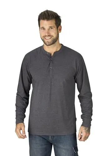 Produktbild: HANO Workwear Herren Longsleeve Henley-Shirt Regular Fit Baumwollgemisch