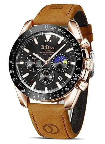 Produktbild: HANPOSH Herren Uhr Chronograph Uhren Herren Chronograph Edelstahl Wasserdicht Analog Quarz Armbanduhr mit Datum Leuchtende Business Casual Uhren fur Männer