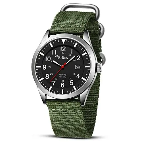 Produktbild: HANPOSH Herren Uhr Uhren Herren Militär Uhr Armbanduhr Herren 12/24 Stunden Tactical Armee Uhren 3ATM Wasserdicht Uhren Männer Outdoor Sport Quarzuhr mit Datum