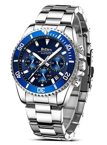Produktbild: HANPOSH Herren Uhr Uhren Herren Chronographen Edelstahl Wasserdicht Armbanduhr Quarz Uhren mit Datum Business Casual Uhr für Männer