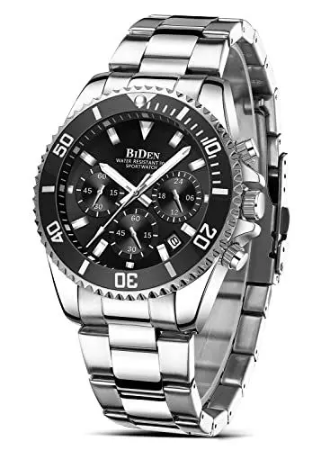 Produktbild: HANPOSH Herren Uhr Uhren Herren Chronographen Edelstahl Wasserdicht Armbanduhr Quarz Uhren mit Datum Business Casual Uhr für Männer