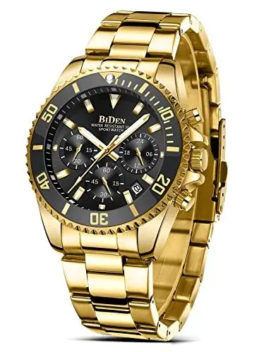 Produktbild: HANPOSH Herren Uhr Uhren Herren Chronographen Edelstahl Wasserdicht Armbanduhr Quarz Uhren mit Datum Business Casual Uhr für Männer