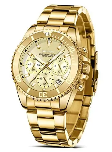 Produktbild: HANPOSH Herren Uhr Uhren Herren Chronographen Edelstahl Wasserdicht Armbanduhr Quarz Uhren mit Datum Business Casual Uhr für Männer