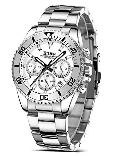 Produktbild: HANPOSH Herren Uhr Uhren Herren Chronographen Edelstahl Wasserdicht Armbanduhr Quarz Uhren mit Datum Business Casual Uhr für Männer