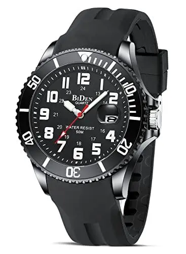 Produktbild: HANPOSH Herren Uhr Uhren Herren Männer Analog Quarz Uhr 50M wasserdichte Armbanduhren Herren mit Datum Casual Designer Uhr für Herren Silikon Armband