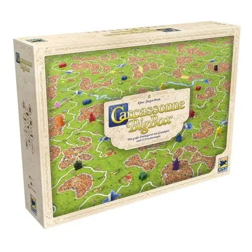 Produktbild: Hans im Glück, Carcassonne Big Box V3.0, Grundspiel + Erweiterungen, Familienspiel, Brettspiel, 2-6 Spieler, Ab 7+ Jahren, 40+ Minuten, Deutsch, Mehrfarbig, Bunt