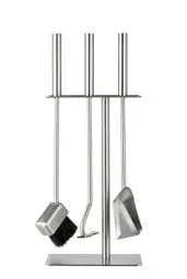 Produktbild: HANSA Premium Kaminwerkzeuge Set (3 Teile) SS Edelstahl Vierkantaufhänger Modern, Feuerwerkzeuge Begleitset Zubehör Kamin Edelstahlbürste