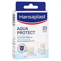 Produktbild: Hansaplast Aqua Protect Pflaster (20 Strips), wasserfeste Wundpflaster mit extra starker Klebkraft, Heftpflaster ideal zum Duschen, Schwimmen & Baden