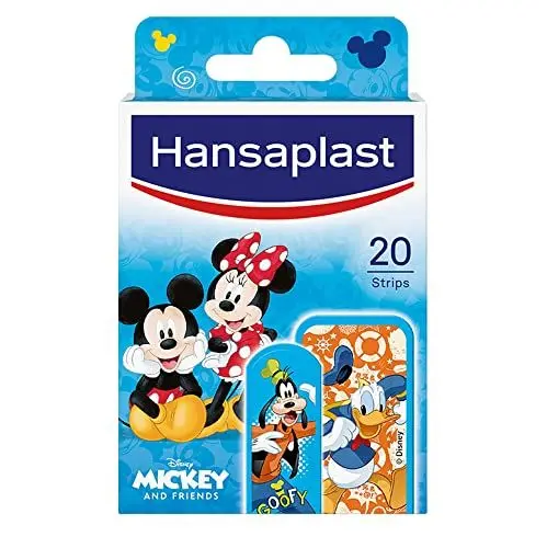 Produktbild: Hansaplast Mickey & seine Freunde Kinderpflaster (20 Strips), Wundpflaster mit bunten Disney Motiven zum Aufmuntern, schmerzlos zu entfernendes Pflaster