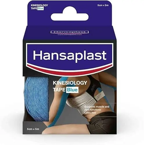 Produktbild: Hansaplast Kinesiologie Tape, wasserfestes Sport Tape lindert Muskelschmerzen und fördert die Durchblutung*, Kinesio Tape bietet Unterstützung für Gelenke und Muskeln*, 1 Rolle, Blau