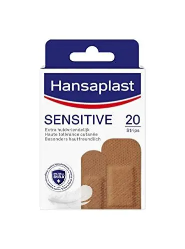 Produktbild: Hansaplast Sensitive Hautton Pflaster medium (20 Strips), hautfreundliche und hypoallergene Wundpflaster mit Bacteria Shield & sicherer Klebkraft, schmerzlos zu entfernende