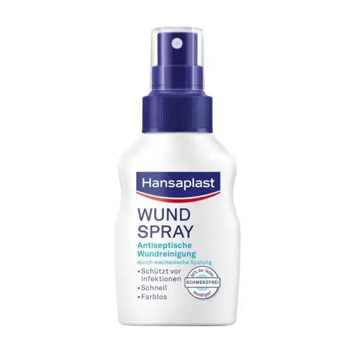 Produktbild: Hansaplast Wundspray (50 ml), zur antiseptischen Wundreinigung durch mechanische Spülung, Spray schützt vor Wundinfektionen, farblos und besonders hautfreundlich