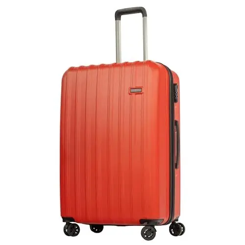 Produktbild: HANSEKOFFER Hartschalenkoffer groß · Koffer XL · Reisekoffer mit Rollen · Trolley mit Teleskopgriff · Leicht · Rollkoffer mit Zahlenschloss · Rot