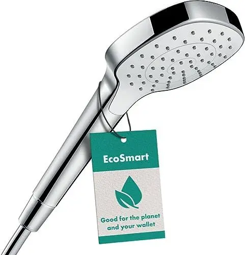 Produktbild: hansgrohe 26815400 Duschkopf Croma E, Duschbrause wassersparend, 1 Strahlart, Antikalk-Funktion, Weiß/Chrom Handbrause