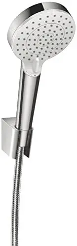 Produktbild: hansgrohe Crometta Duschkopfhalterset, mit Duschschlauch, 1,60 m, 2 Strahlarten, wassersparend, Weiß/Chrom
