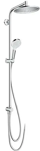 Produktbild: hansgrohe Crometta S - wassersparendes Duschsystem (EcoSmart) ohne Armatur, Regendusche (240 mm) mit Umsteller, Handbrause (2 Strahlarten), Schlauch, Brausestange und Kopfbrause, Chrom, 27270000