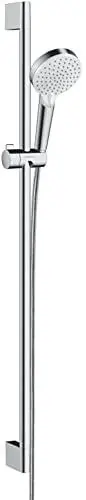 Produktbild: hansgrohe Crometta - Duschset, runder Duschkopf mit Brausestange 90 cm, Duschkopfhalterung und Brauseschlauch 160cm, Duschbrause mit 2 Strahlarten, Weiß/Chrom