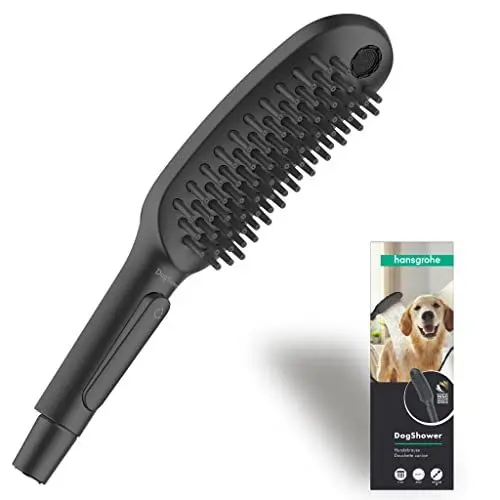 Produktbild: hansgrohe DogShower - Hundedusche mit 3 Strahlarten, Duschkopf für Hunde zur Fellpflege mit Streichelnoppen, 26640670, Mattschwarz