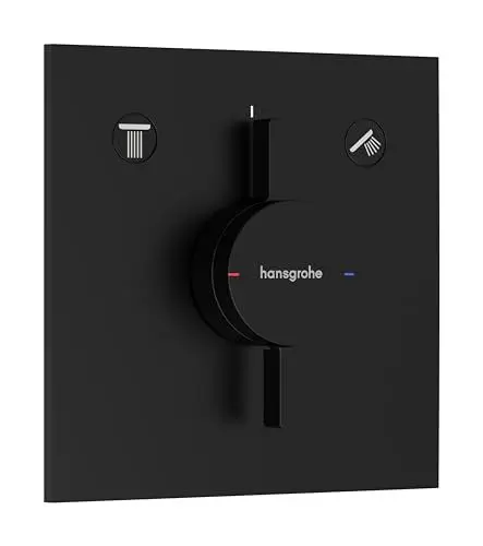 Produktbild: hansgrohe DuoTurn E - Duscharmatur Unterputz für 2 Verbraucher, Mischbatterie Dusche eckig, Einhebelmischer für iBox universal 2, Mattschwarz