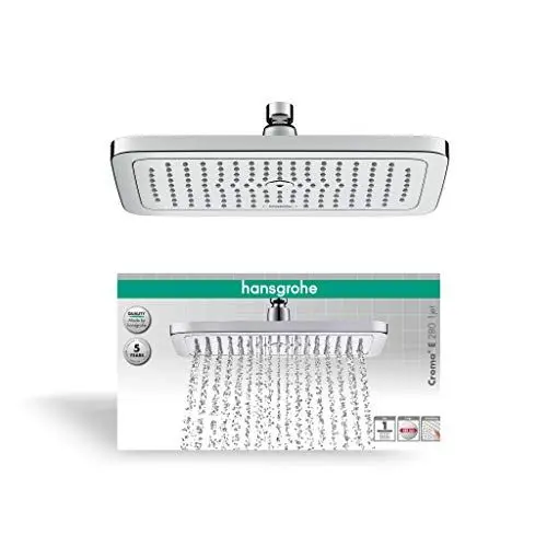 Produktbild: hansgrohe Croma E - Kopfbrause, eckige Duschbrause (280 mm), Regendusche mit 1 Strahlart für Wand- oder Deckenmontage, Brausekopf mit Antikalk-Funktion, Chrom, 26257000