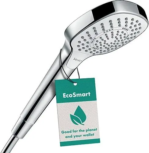Produktbild: hansgrohe Duschkopf Croma Select E, Duschbrause wassersparend, 3 Strahlarten, Antikalk-Funktion, Weiß/Chrom