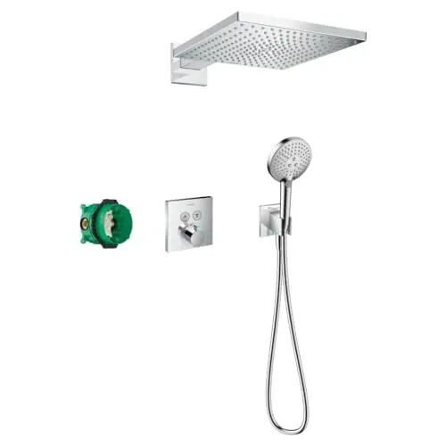 Produktbild: hansgrohe Duschset Raindance E 300 Unterputz (6 in 1), Duschsystem mit Kopfbrause, Duschthermostat, Duschkopf, Duschschlauch inkl. Grundkörper und Halterungen, Chrom