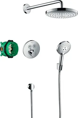 Produktbild: hansgrohe Duschset Raindance Select S Unterputz (7 in 1), Duschsystem mit Kopfbrause, Duschkopf, Duschthermostat, Duschschlauch inkl. Grundkörper und Halterungen, Chrom
