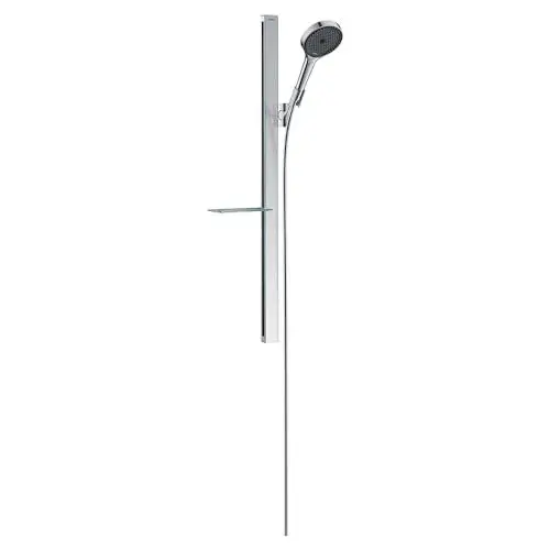 Produktbild: hansgrohe Duschsystem Rainfinity (Duschkopf, Stange 90cm, Seifenschale, 3 Strahlarten) chrom
