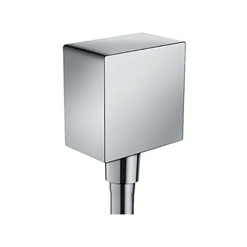 Produktbild: hansgrohe FixFit - eckiger Wandanschluss mit Rückflussverhinderer, Schlauchanschluss Dusche, Wandanschlussbogen, Chrom, 1.00