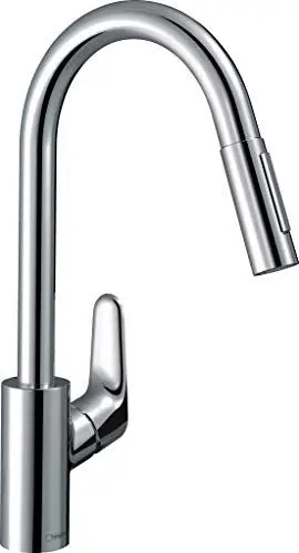 Produktbild: hansgrohe Focus M41 - Küchenarmatur mit Brause ausziehbar, 2 Strahlarten, Wasserhahn Küche mit Auslaufhöhe 240 mm, Mischbatterie Küche 150° schwenkbar, Chrom, 31815000
