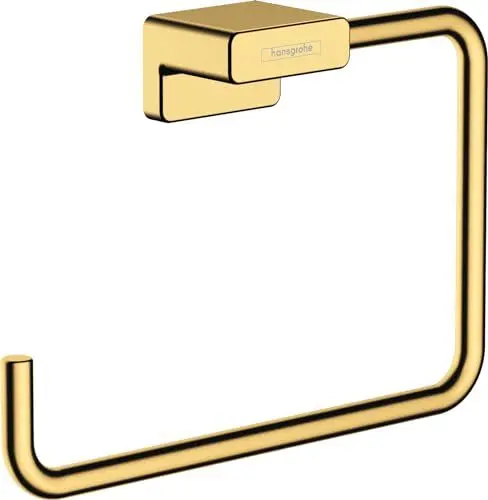 Produktbild: hansgrohe AddStoris - Handtuchring, Handtuchhalter für Wandmontage, verdeckte Befestigung, Badezimmer Zubehör, Polished Gold Optic, 41754990