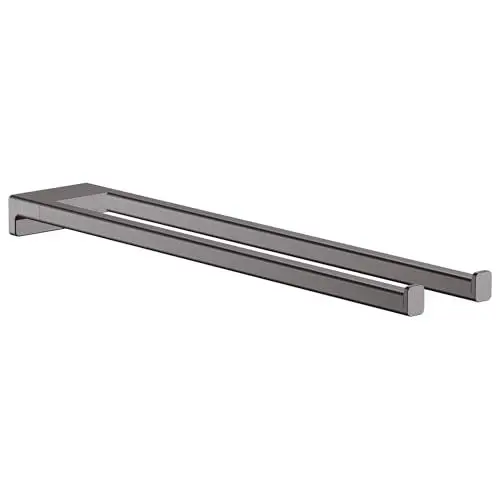 Produktbild: hansgrohe AddStoris - Handtuchhalter zweiarmig, Badetuchhalter, Handtuchstange doppelt, verdeckte Befestigung, Badezimmer Zubehör, Brushed Black Chrome, 41770340