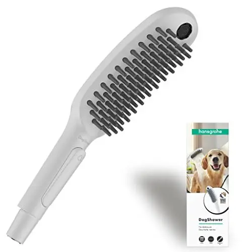 Produktbild: hansgrohe DogShower - Hundedusche mit 3 Strahlarten, Duschkopf für Hunde zur Fellpflege mit Streichelnoppen, 26640700, Mattweiß
