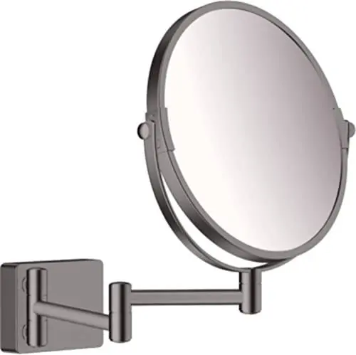 Produktbild: hansgrohe Kosmetikspiegel AddStoris, Rasierspiegel schwenkbar, Makeup Spiegel, Brushed Black Chrome