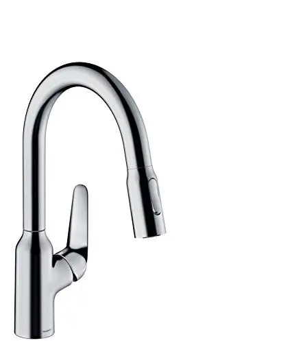 Produktbild: hansgrohe Küchenarmatur (Wasserhahn Küche 360° schwenkbar, ausziehbare Brause mit 2 Strahlarten, hoher Komfort-Auslauf 180mm, Standardanschlüsse) Chrom