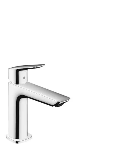 Produktbild: hansgrohe Logis Fine - Waschtischarmatur mit Push-Open Ablauf, Wasserhahn Bad mit Auslauf Höhe 110 mm, Mischbatterie Waschbecken wassersparend (EcoSmart), Chrom, 71252000