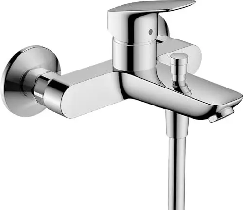 Produktbild: hansgrohe Logis - Badewannenarmatur Aufputz für 2 Verbraucher, Mischbatterie Badewanne mit Auslauf Länge 19,4 cm, Einhebelmischer Wanne, Chrom, 71400000