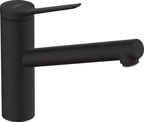 Produktbild: hansgrohe Niederdruck Küchenarmatur Zesis M33, Wasserhahn Küche mit Auslauf Höhe 150mm, für offene Warmwasserbereiter, schwenkbar, 1 Strahlart, Mattschwarz