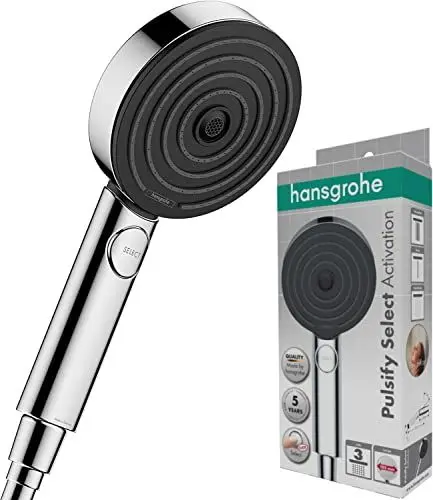 Produktbild: hansgrohe Pulsify S - Duschkopf, Handbrause mit 3 Strahlarten (Activation Version), runde Duschbrause (105 mm), Brausekopf mit Antikalk-Funktion, Chrom, 24100000