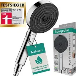 Produktbild: hansgrohe Pulsify Select S - wassersparender Duschkopf 9 l/min (EcoSmart), Handbrause mit 3 Strahlarten (Relaxation Version), Duschbrause (105mm), Sparduschkopf mit Antikalk-Funktion, Chrom, 24111000