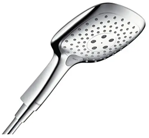 Produktbild: hansgrohe Raindance Select E - Duschkopf, Handbrause mit 3 Strahlarten, eckige Duschbrause (150 x 150 mm), Brausekopf mit Antikalk-Funktion, Chrom, 26550000