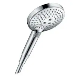 Produktbild: hansgrohe Raindance Select S - Duschkopf, Handbrause mit 3 Strahlarten (inkl. PowderRain), runde Duschbrause (120 mm), Brausekopf mit Antikalk-Funktion, Chrom, 26014000