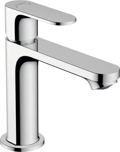 Produktbild: hansgrohe Rebris S - Waschtischarmatur mit Zugstangen-Ablauf, Wasserhahn Bad mit Auslauf Höhe 109 mm, Mischbatterie Waschbecken wassersparend (EcoSmart), Chrom, 72517000