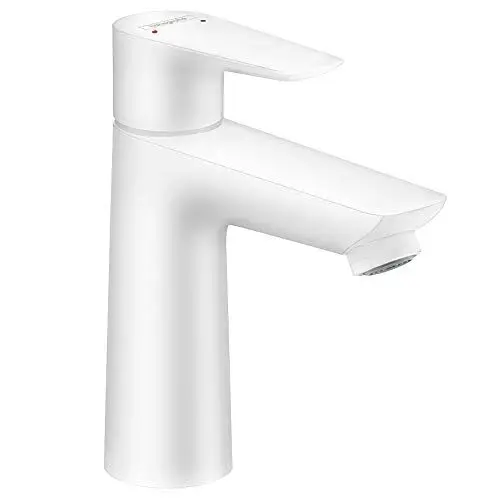 Produktbild: hansgrohe Wasserhahn Talis E (wassersparende Armatur mit hohem Auslauf 110mm, Zugstangen- Ablauf), Mattweiß