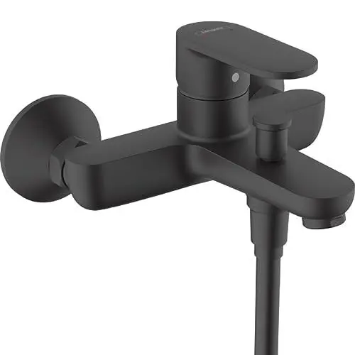 Produktbild: hansgrohe Vernis Blend - Badewannenarmatur Aufputz für 2 Verbraucher, Mischbatterie Badewanne mit Auslauf Länge 17,1 cm, Einhebelmischer Wanne, Mattschwarz, 71440670