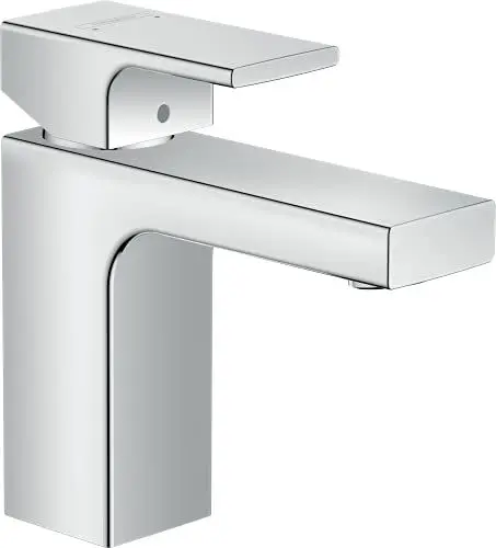 Produktbild: hansgrohe Vernis Shape - Waschtischarmatur mit Zugstangen-Ablauf, Wasserhahn Bad mit Auslauf Höhe 95 mm, Mischbatterie Waschbecken wassersparend (EcoSmart), Chrom, 71561000