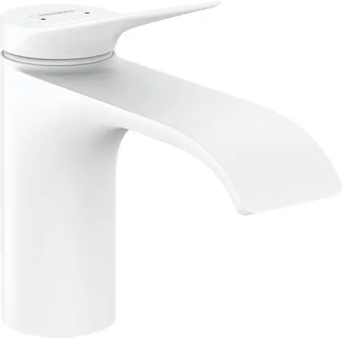 Produktbild: hansgrohe Waschtischarmatur Vivenis, Wasserhahn Bad mit Auslauf Höhe 80 mm, mit Zugstange, Badarmatur wassersparend, Mattweiß